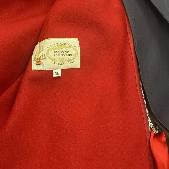 Harbor Master Trench Coat Mens Size 46 Navy Blue Wool Liner Made In USA - Picture 8 of 9